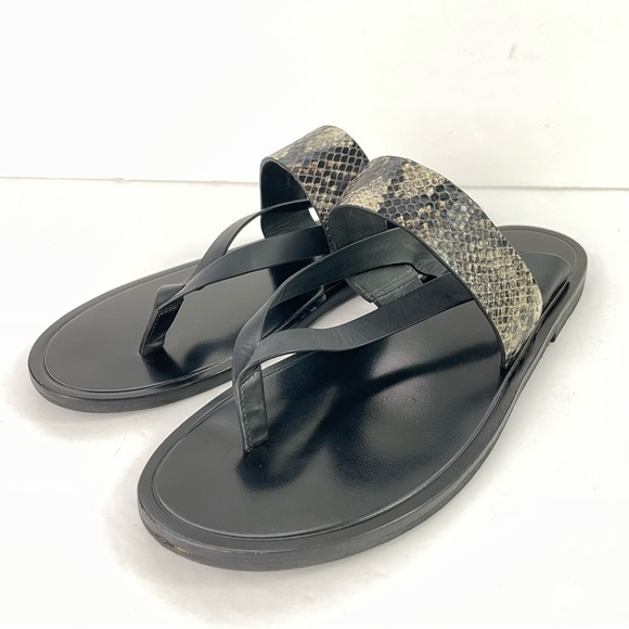 VINCE. Black Snakeskin Flip Flop Thong Sandals‎ - Picture 3 of 16